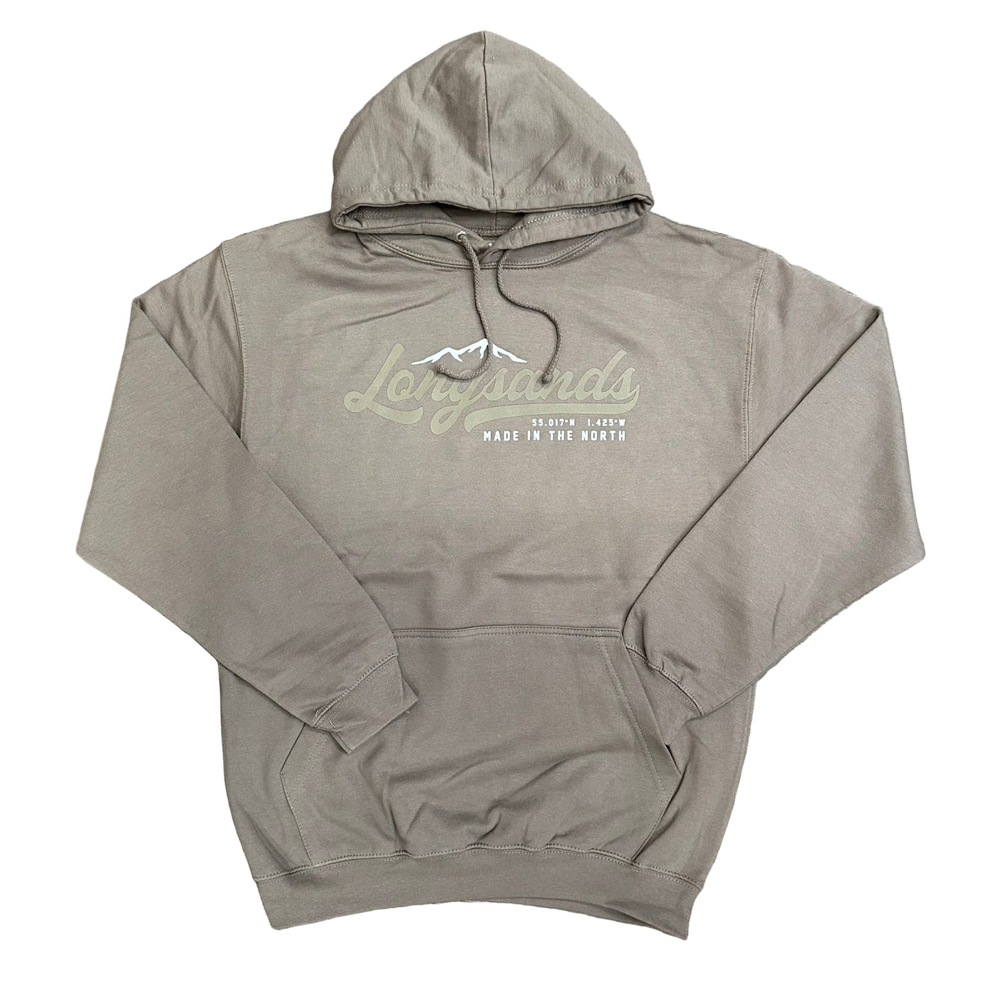 Mocha hoodie with 'Longsands' logo