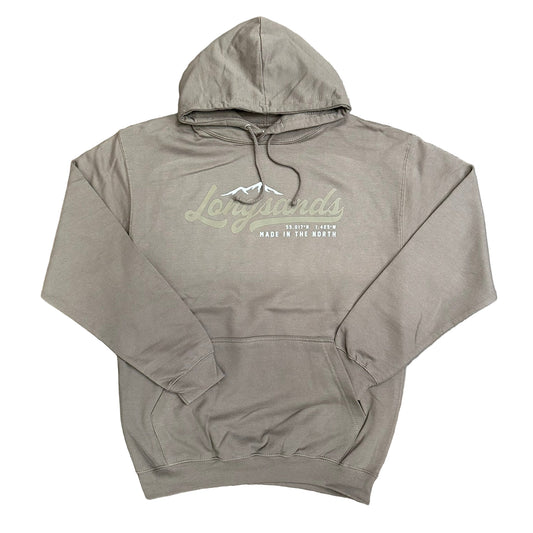 Mocha hoodie with 'Longsands' logo