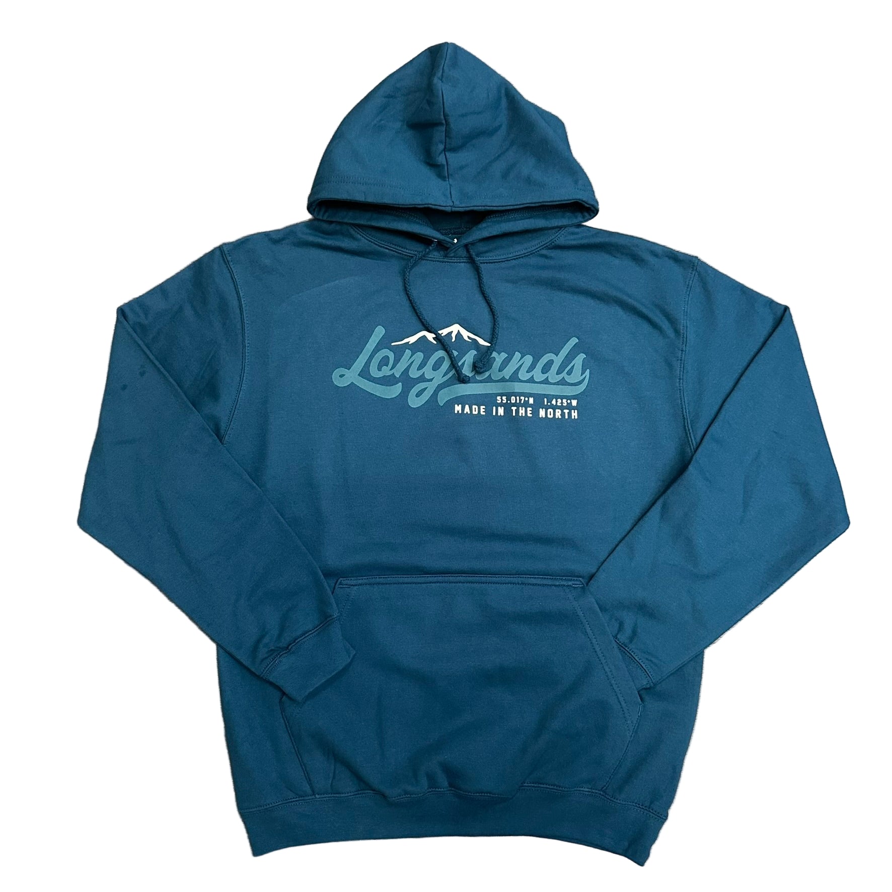 Blue hoodie with 'Longsands' logo