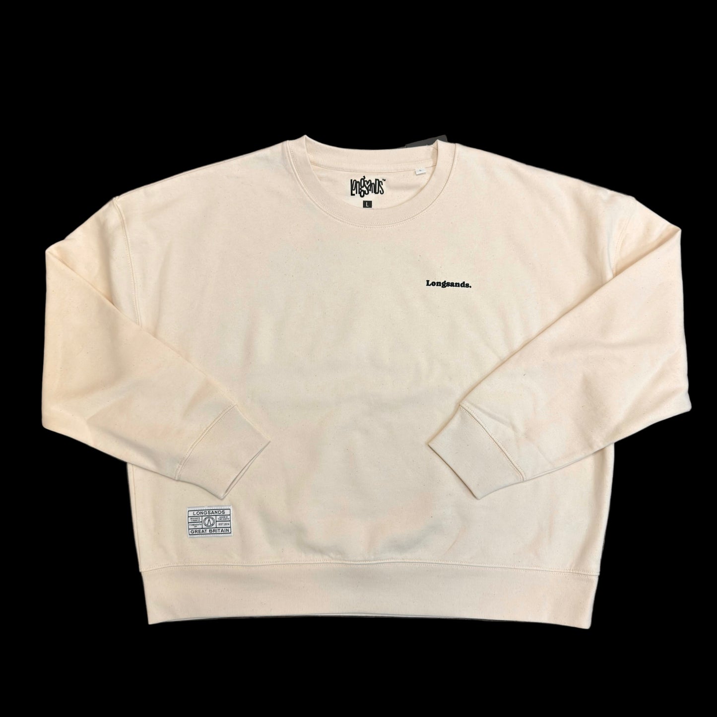 Cream sweatshirt with Longsands branding