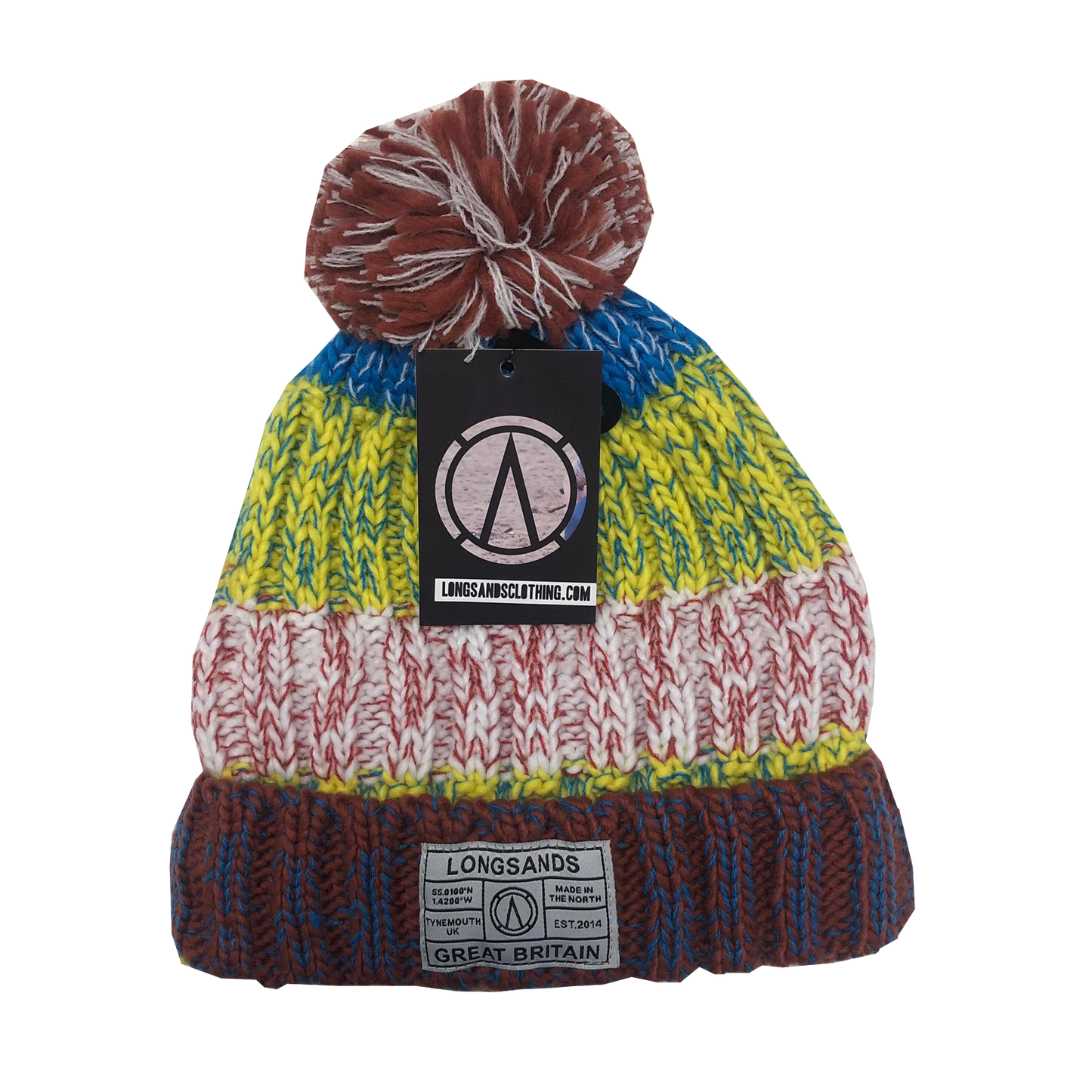 Chatel Knitted Beanie - Burgundy/Yellow