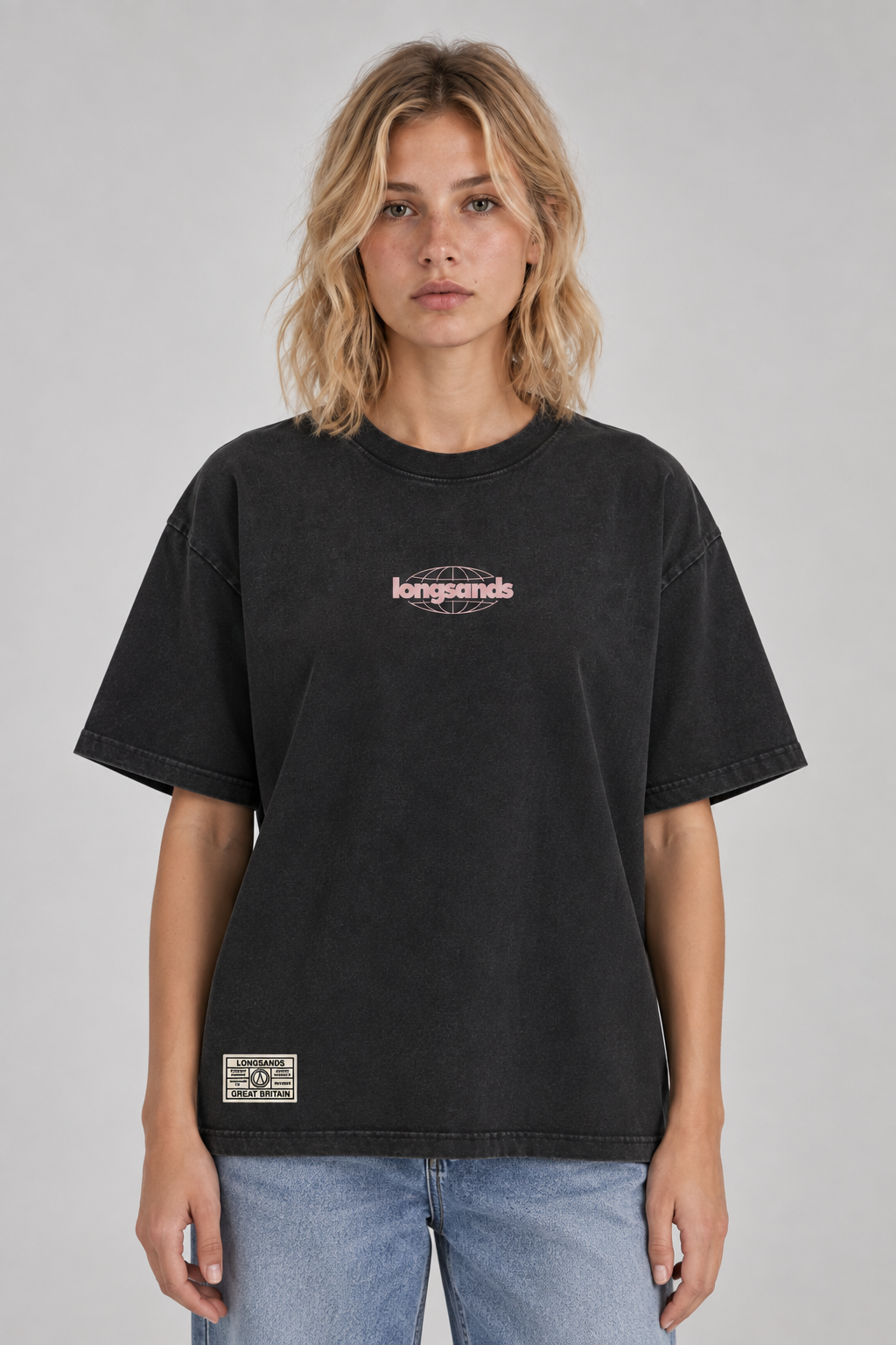 Womens Globe Boxy Tee - Black