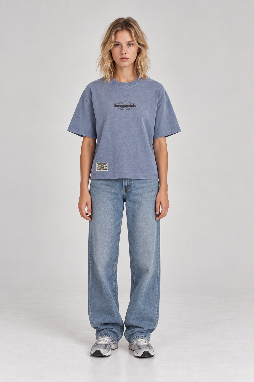 Womens Globe Boxy Tee - Blue