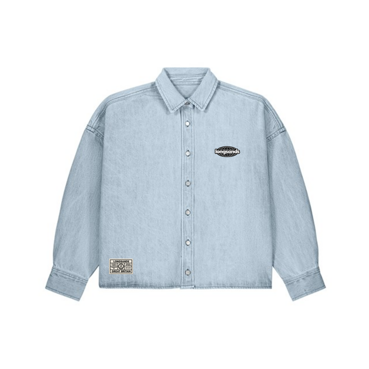 Womens Globe Boxy Shirt - Light Wash