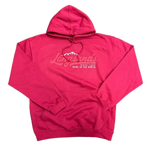 Lipstick hoodie with 'Longsands' logo