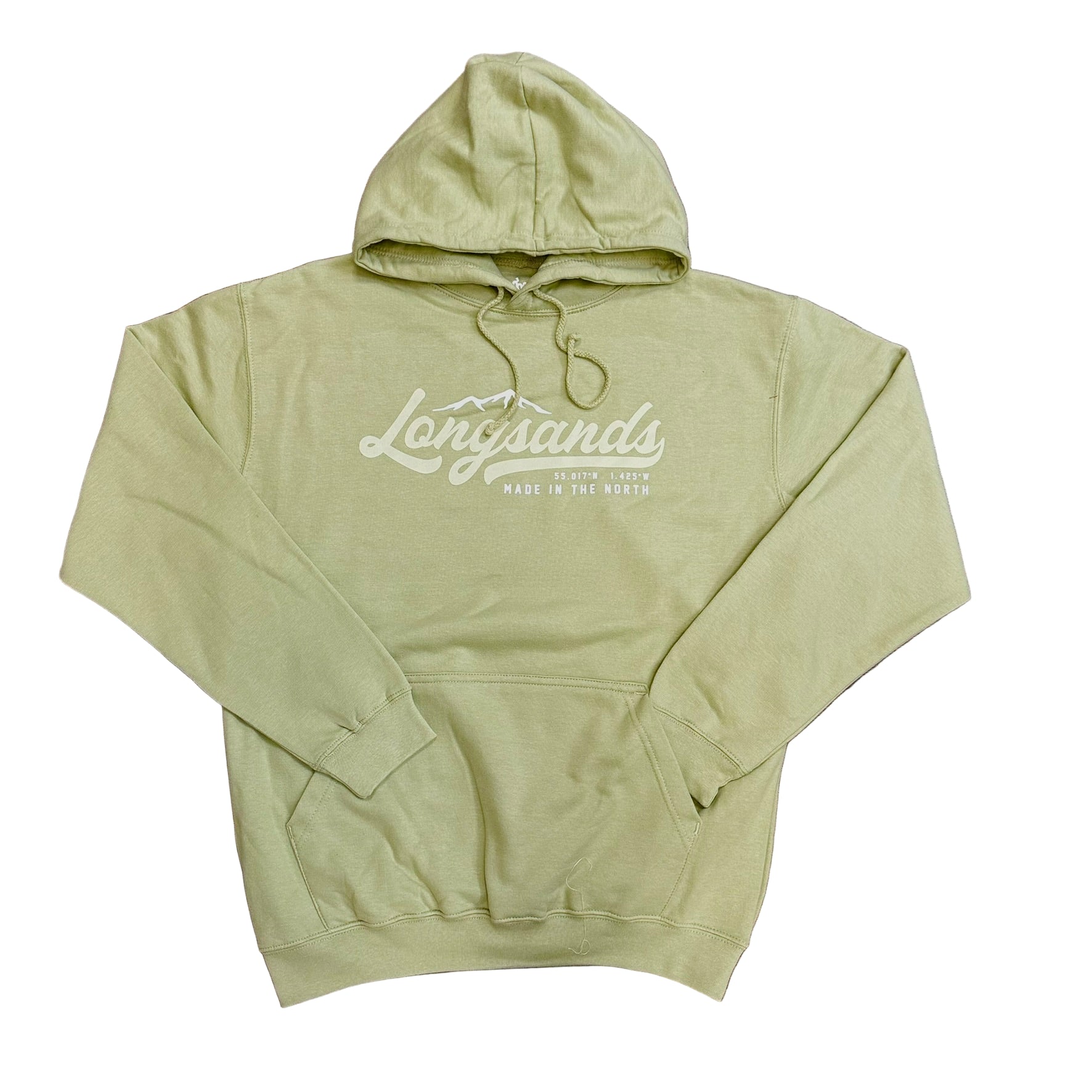 Pistachio hoodie with 'Longsands' logo