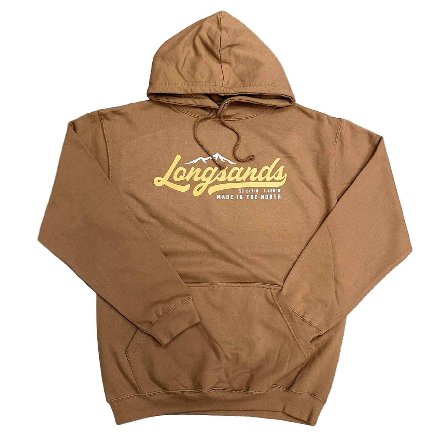 Toffee hoodie with 'Longsands' logo