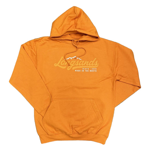 Orange hoodie with 'Longsands' logo