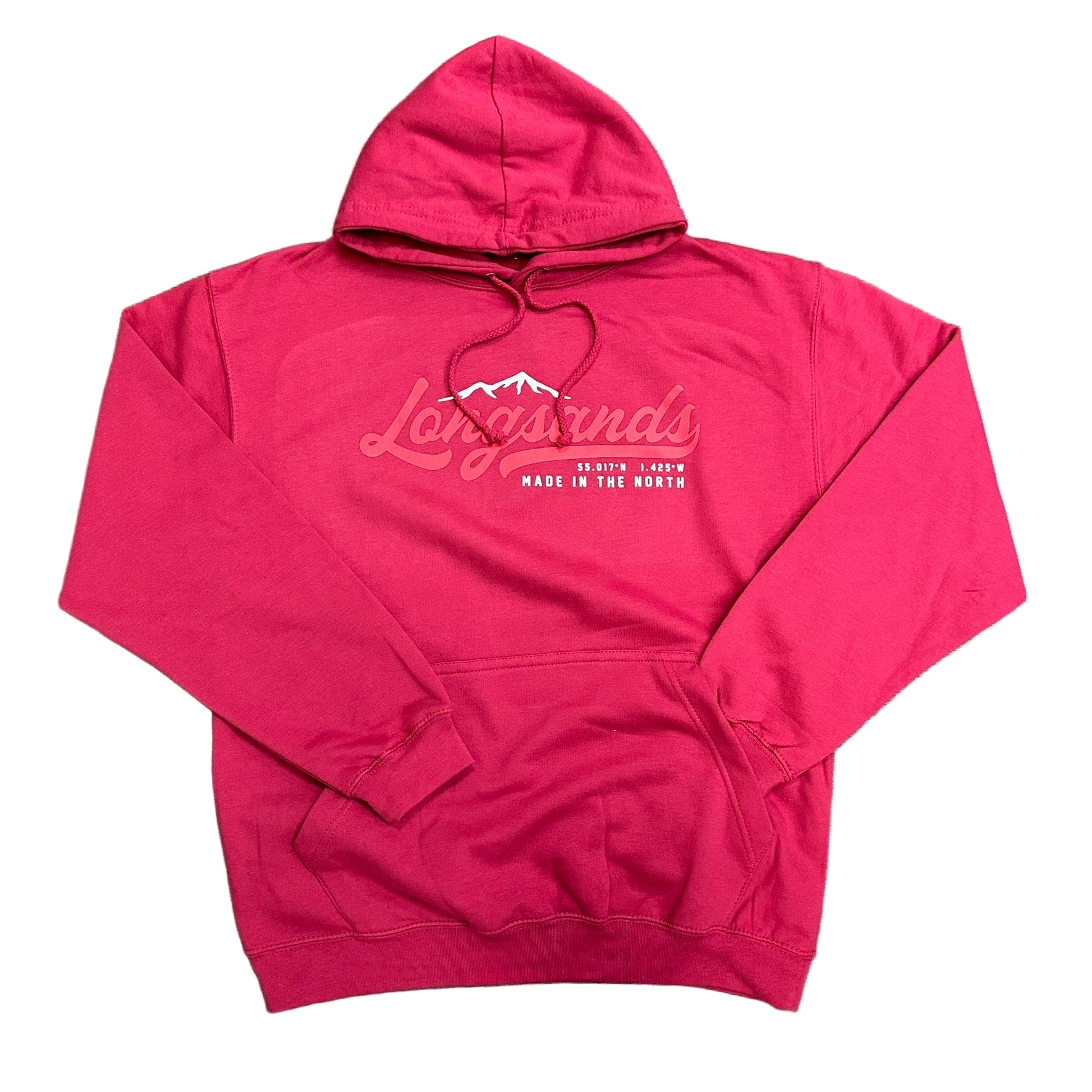 Lipstick hoodie with 'Longsands' logo