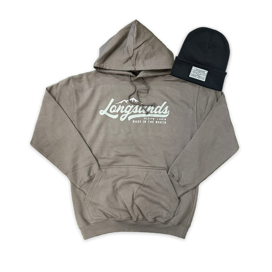 Steel hoodie with 'Longsands' logo and Carbonite beanie