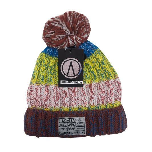 Chatel Knitted Beanie - Burgundy/Yellow